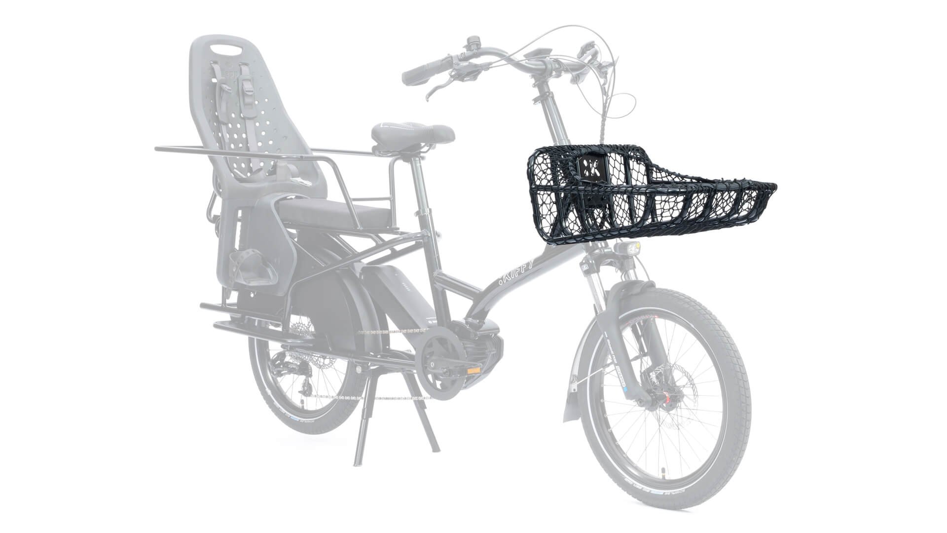 Panier optionnel ici en place sur un longtail KIFFY Capsule bleu minéral