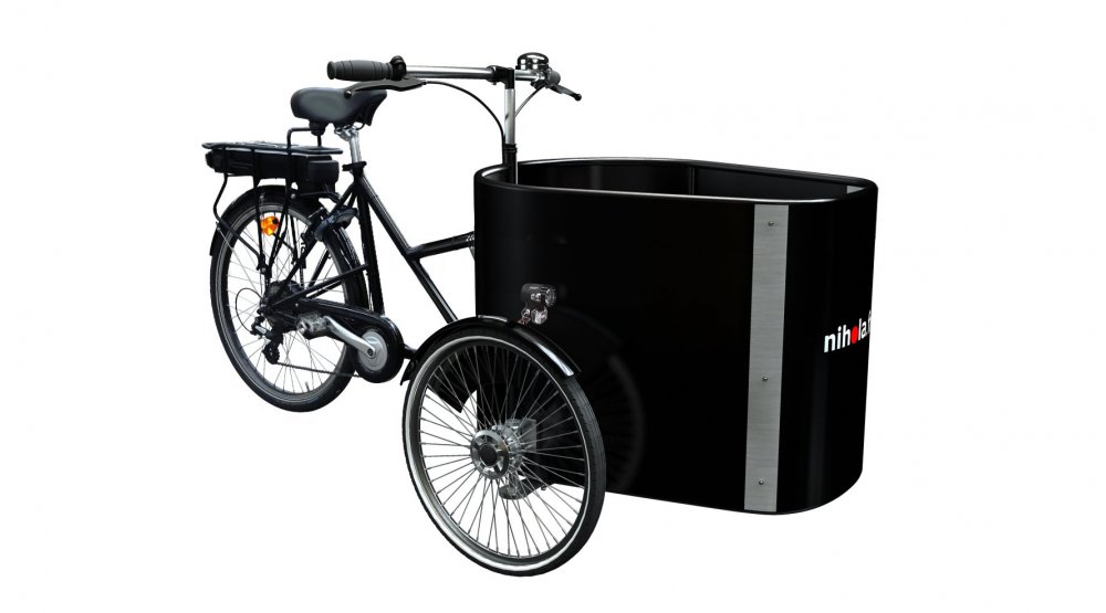 Le triporteur NIHOLA CARGO XL Pro électrique dans sa configuration de base