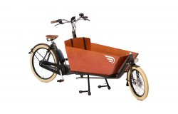 Biporteur électrique Bakfiets Confort STEPS avec cadre gris granit, boîte Nexus 7 vitesses, freins à disques et batterie 418Wh