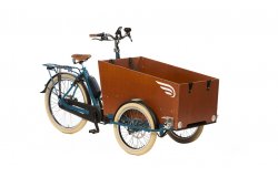 Triporteur Bakfiets STEPS avec : cadre bleu pétrole- Boîte Nexus 7 avec freins à disques - Batterie de 418 Wh