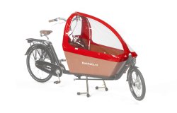 Protection pluie rouge pour biporteur Bakfiets avec coffre long