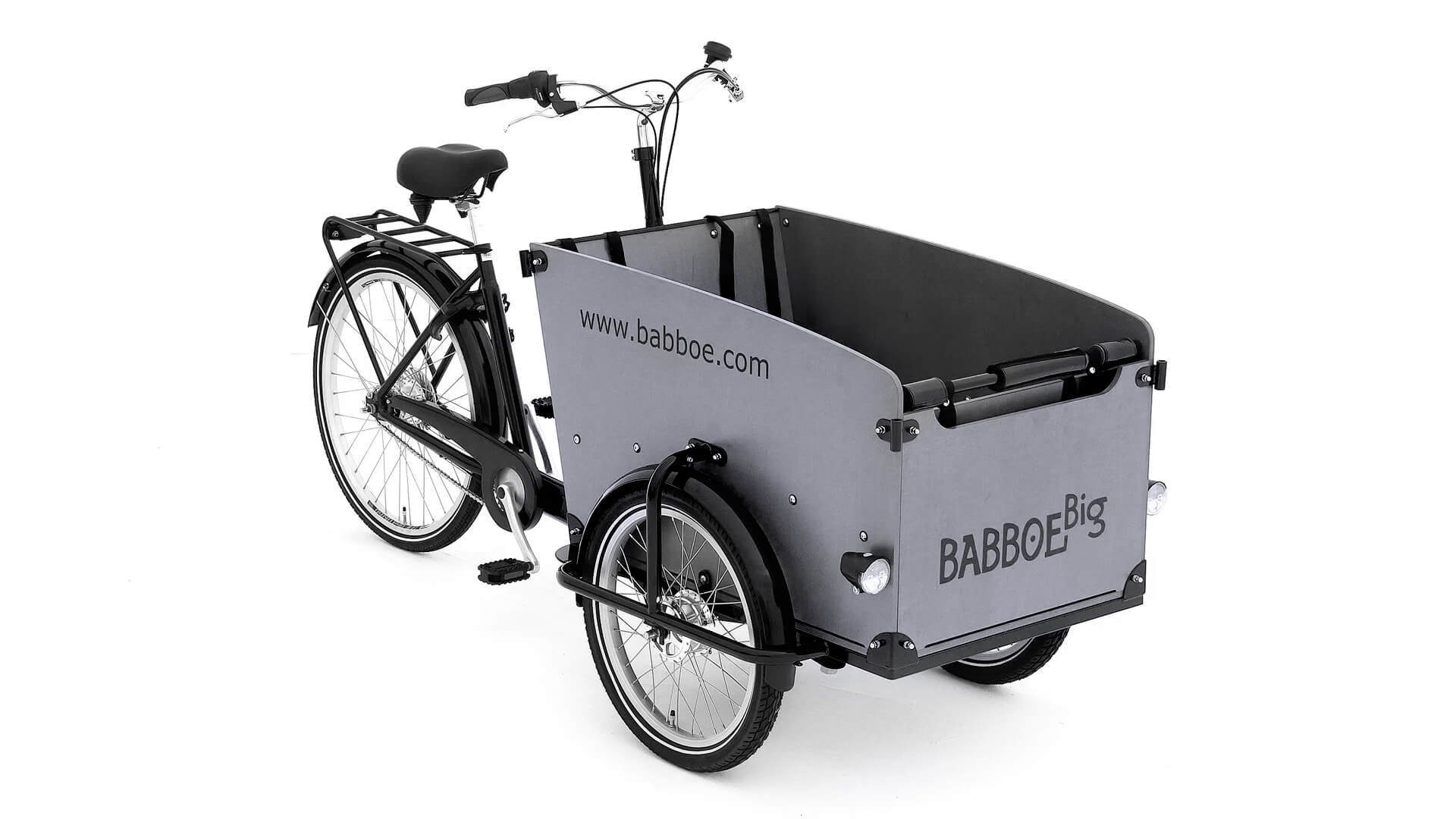 Triporteur Babboe Big avec caisse couleur gris clair