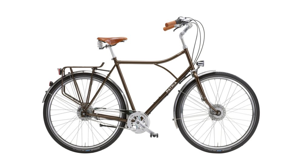 Modèle Dublin avec cadre Diamant marron Marrakech, guide-chaîne et phare Cyo R argent
