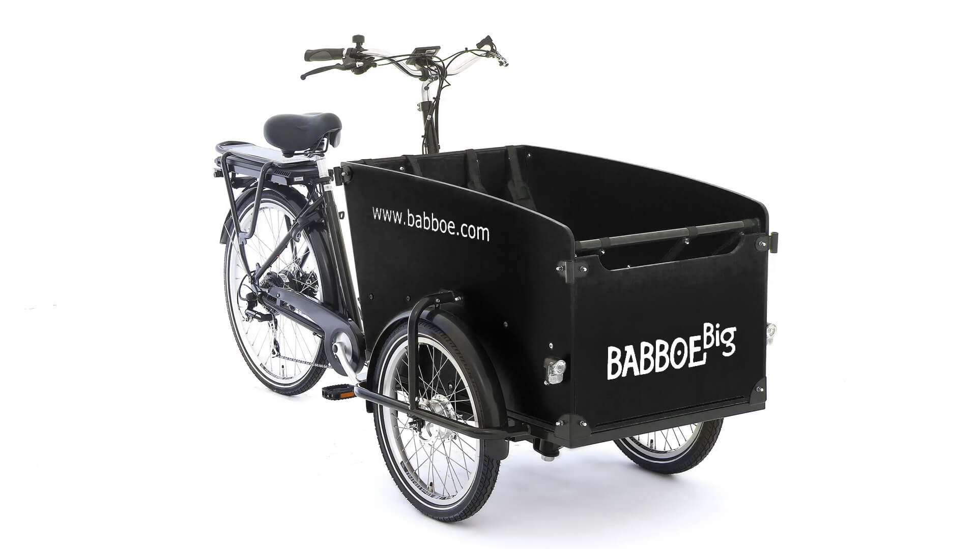 Triporteur électrique Babboe Big-E avec coffre de couleur noire