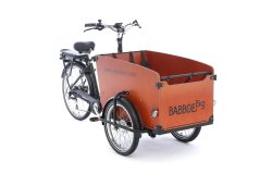 Triporteur électrique Babboe Big-E avec coffre couleur bois naturel