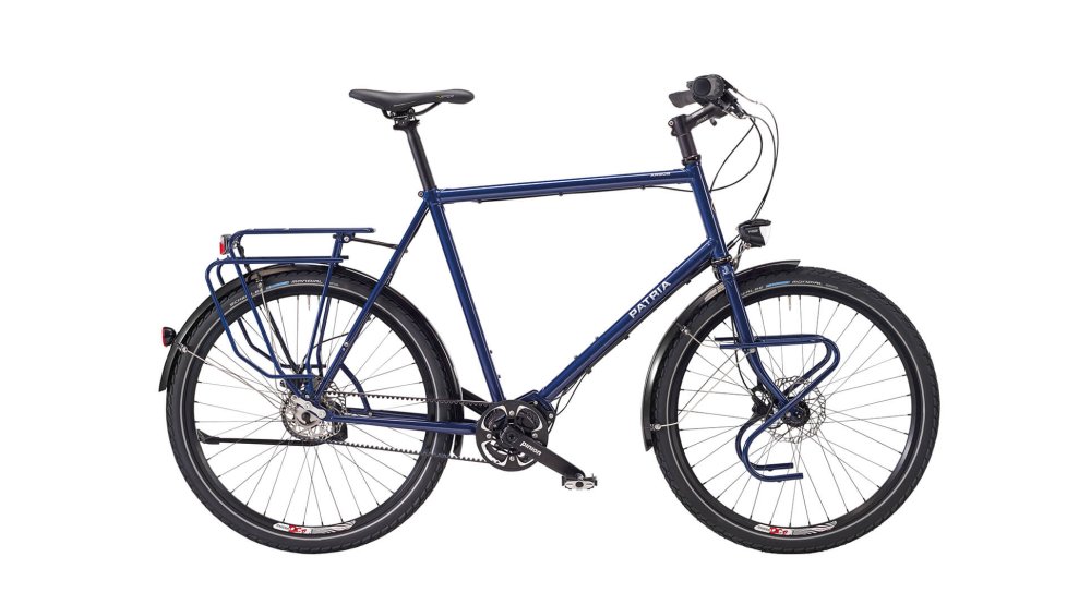 Modèle Argos 27,5" avec cadre Diamant couleur cobalt, Pignon P1.18, porte-bagage Tubus et porte-sacoches avant Tara 