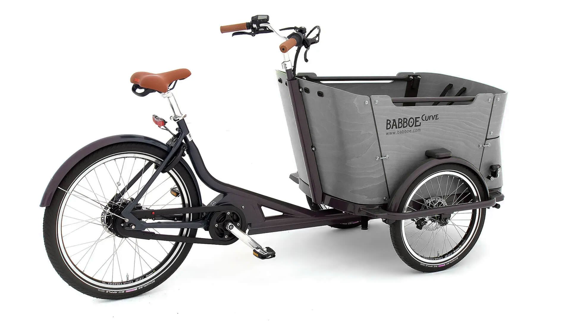 Triporteur Babboe Curve Mountain avec moteur p dalier et boite Nu