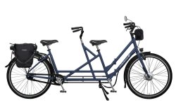 Tandem électrique pliant 28" avec rétroviseur et sacoches Ortlieb à l'avant et à l'arrière