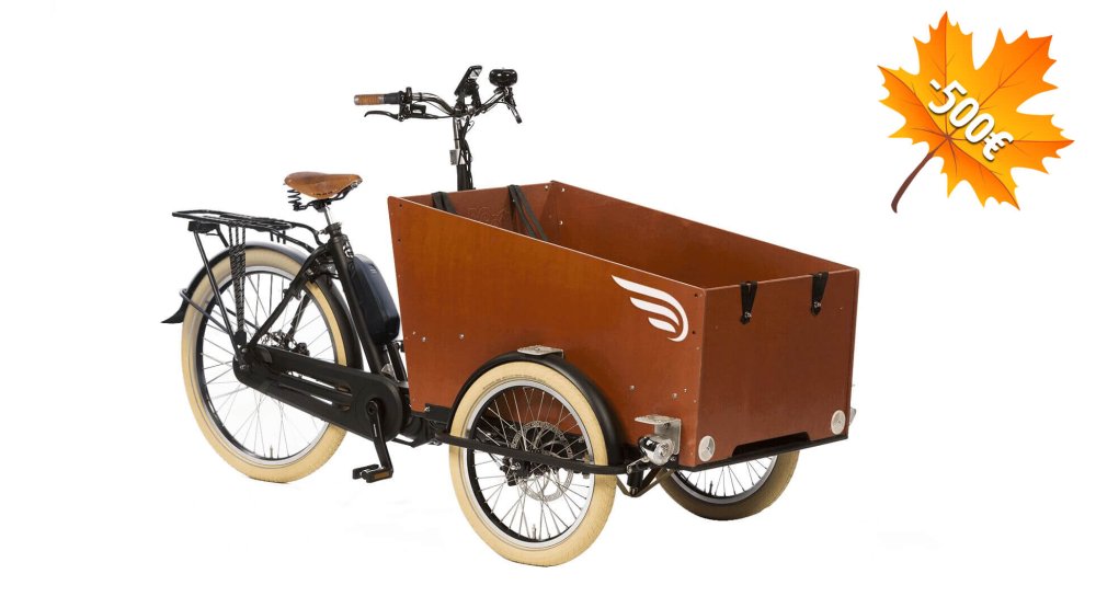 500€ de remise immédiate sur ce modèle déjà personnalisé du triporteur Bakfiets Confort STEPS