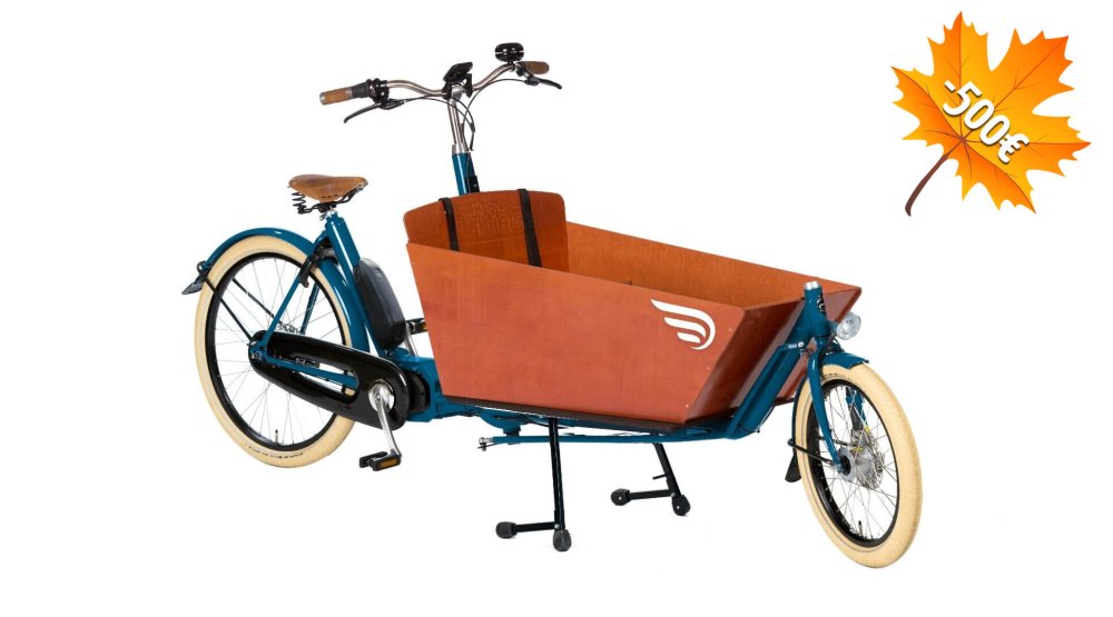 500€ de remise immédiate sur ce modèle déjà personnalisé du biporteur Bakfiets Confort STEPS