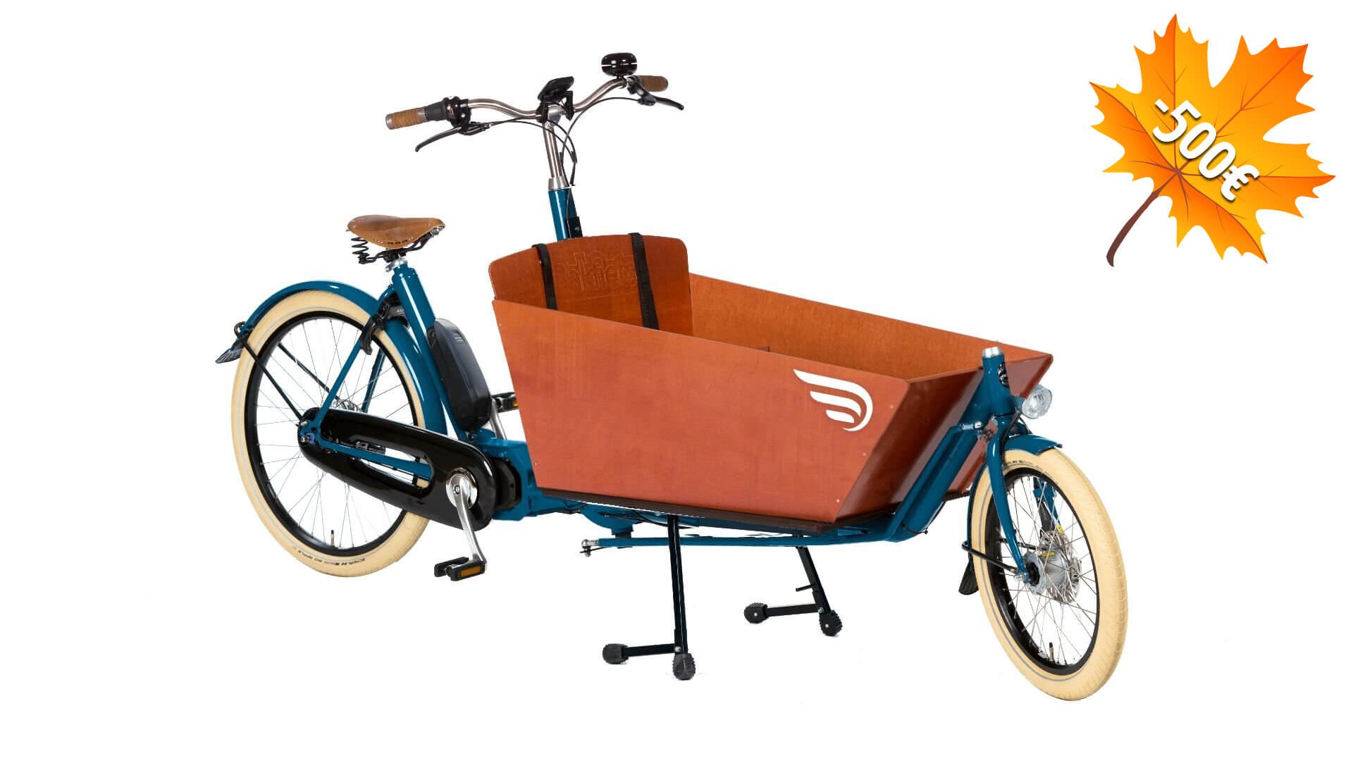 500€ de remise immédiate sur ce modèle déjà personnalisé du biporteur Bakfiets Confort STEPS