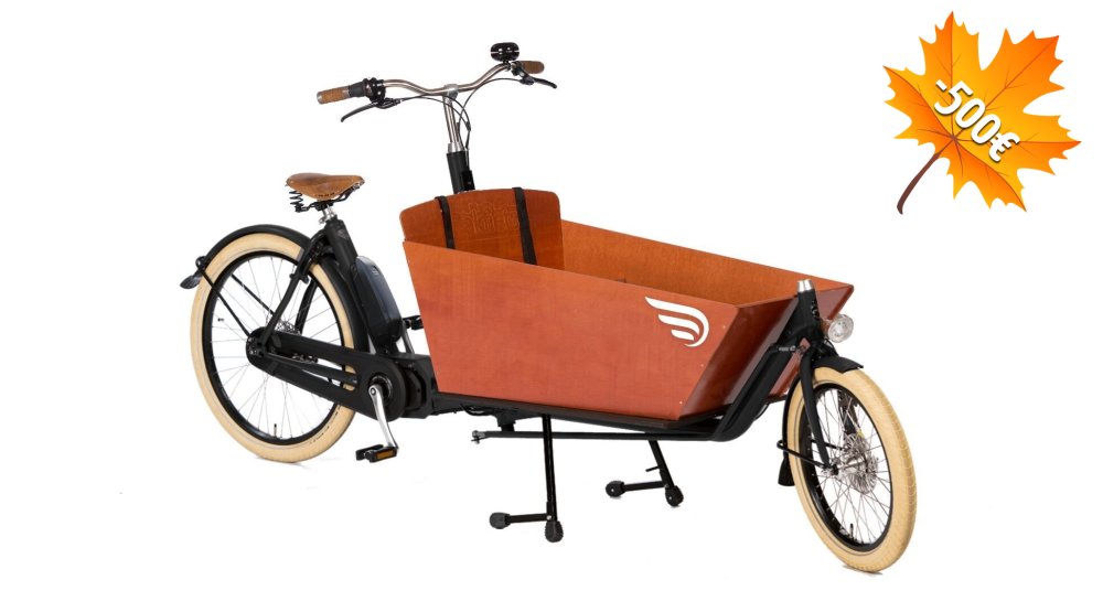 500€ de remise immédiate sur ce modèle déjà personnalisé du biporteur Bakfiets Confort STEPS