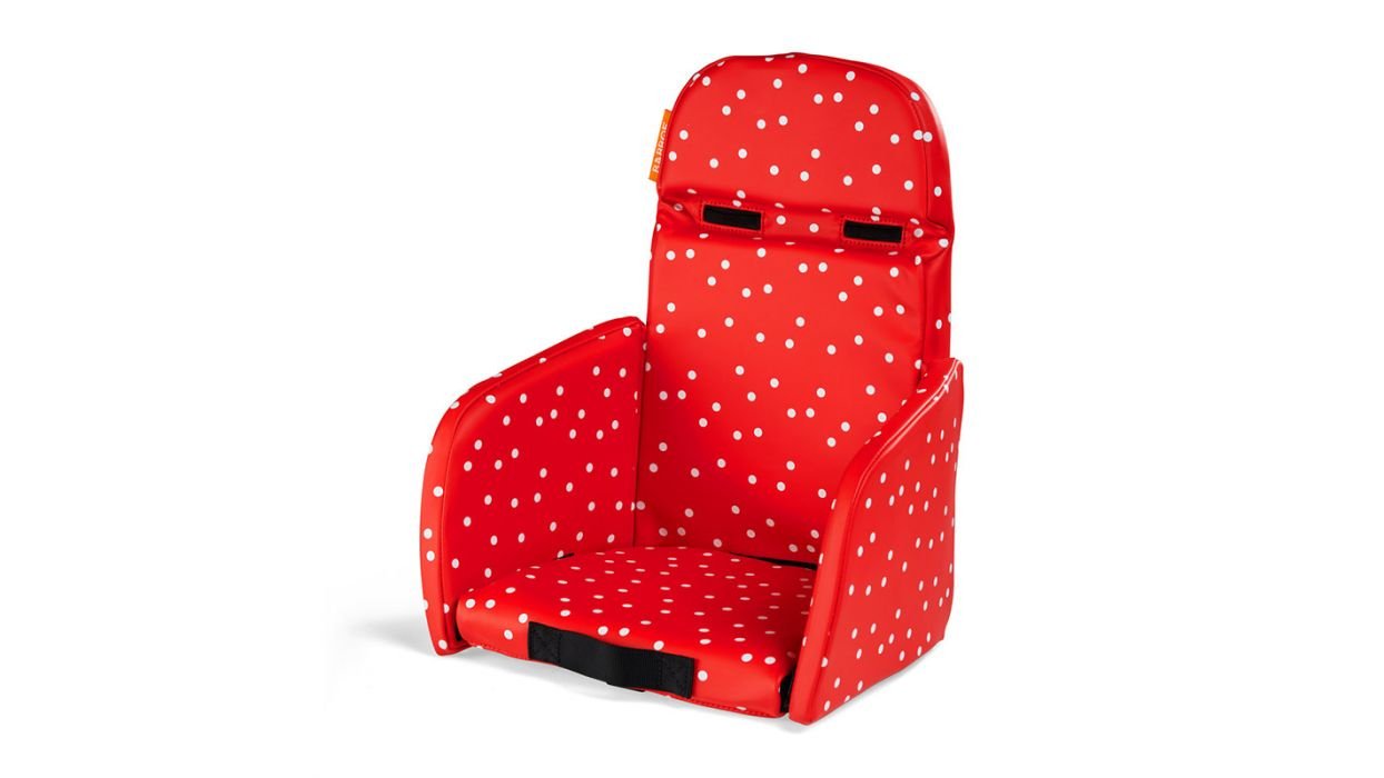 Le siège enfant luxe rouge à pois blancs