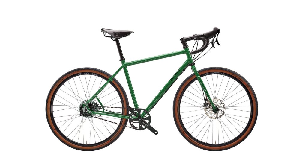 Vélo Gravel Tribos avec cadre Diamant couleur vert anglais et transmission Rohloff 14 vitesses
