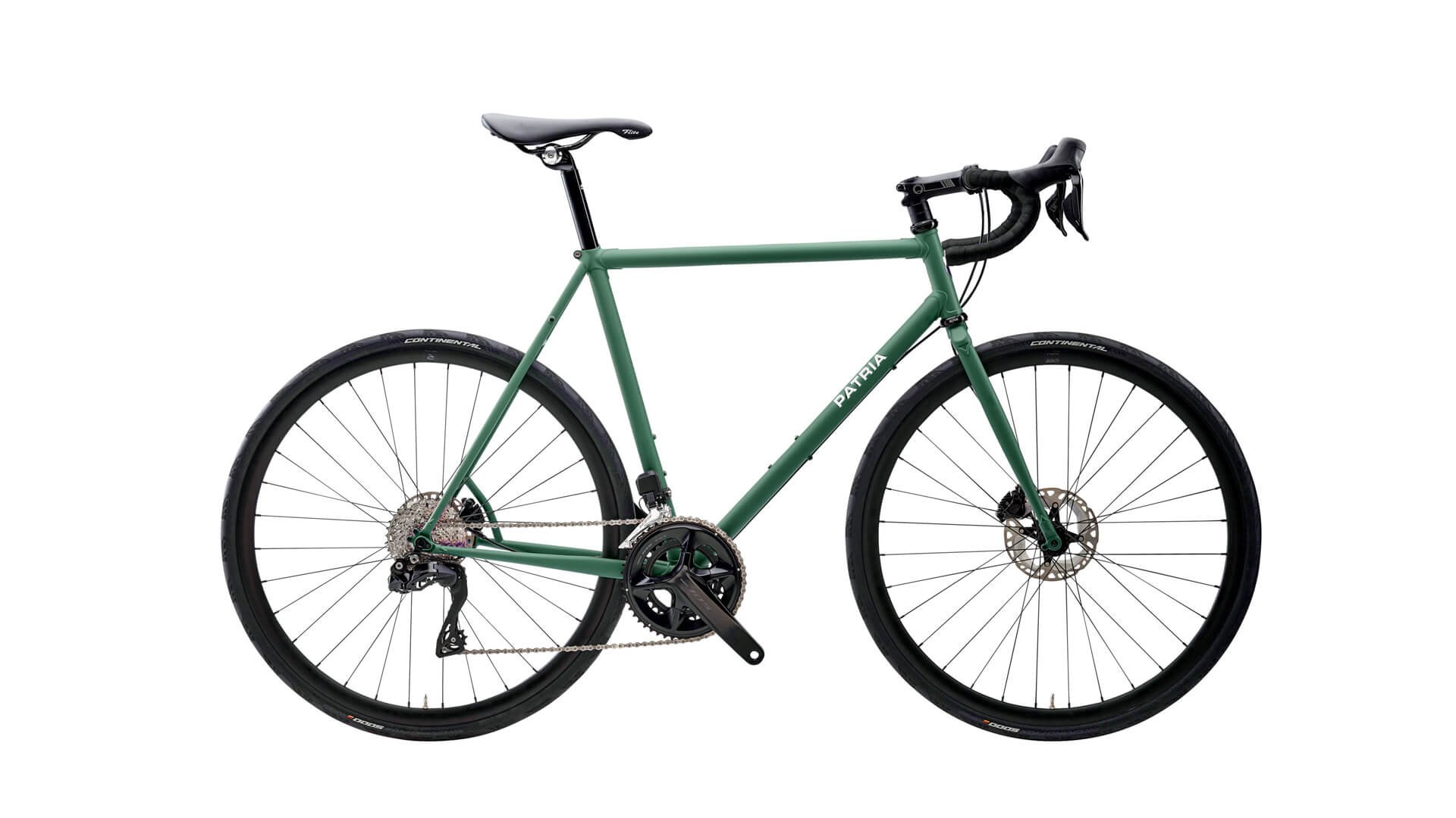 Modèle Eos avec cadre Diamant vert anglais et boîte de vitesses automatique Shimano 105 Di2 2×12-vitesses,