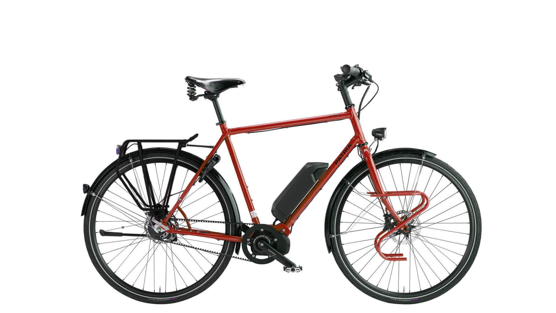 Modèle : Ranger Hybrid 28″ vernis rouge rubis, moteur Shimano Steps E6100, Alfine 11 vitesses Di2, batterie 504 Wh