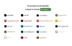 19 couleurs de cadre différentes à choisir dans le configurateur du vélo