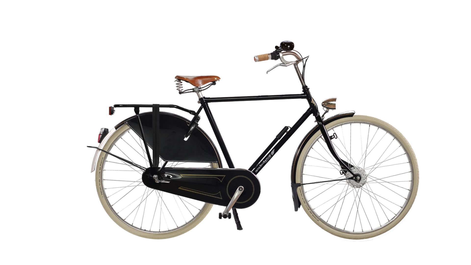 vélo hollandais Amsterdam Air air park exclusive noir brillant anc selle Brooks B66 miel