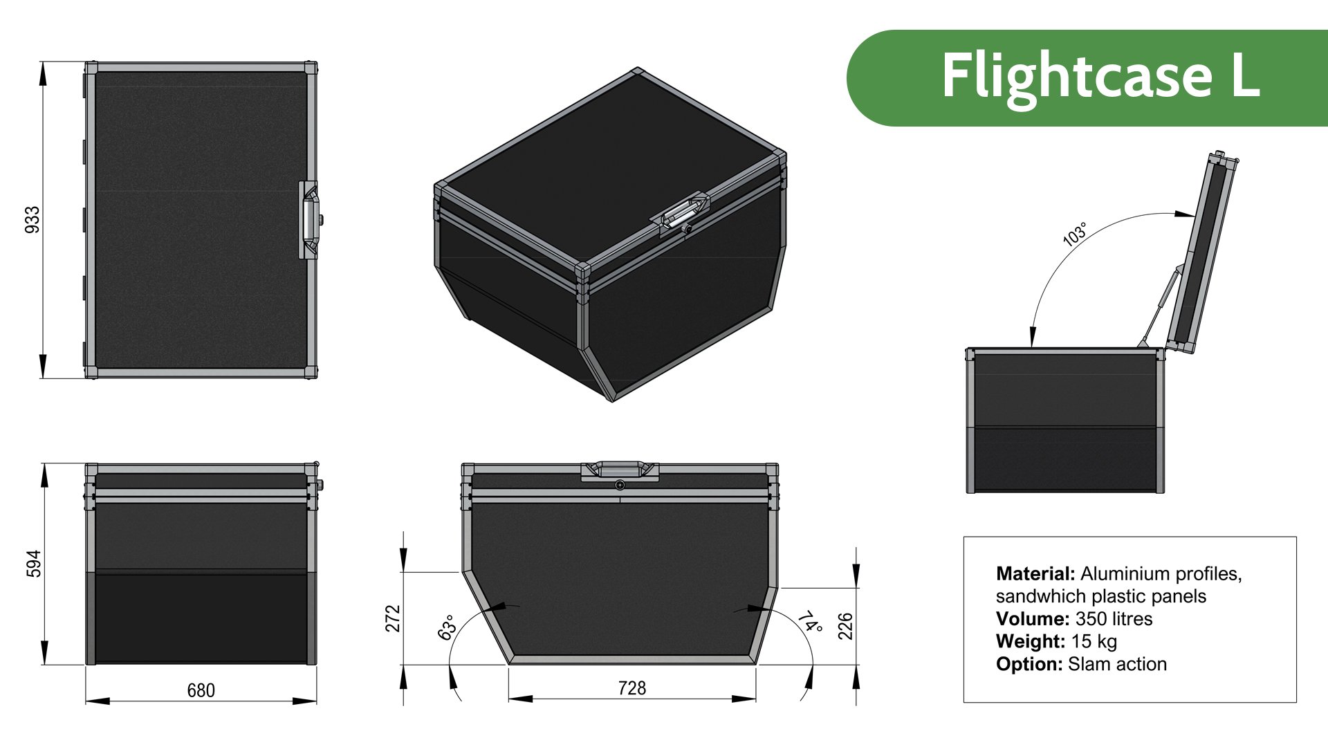 Specs et dimensions de la Flightcase