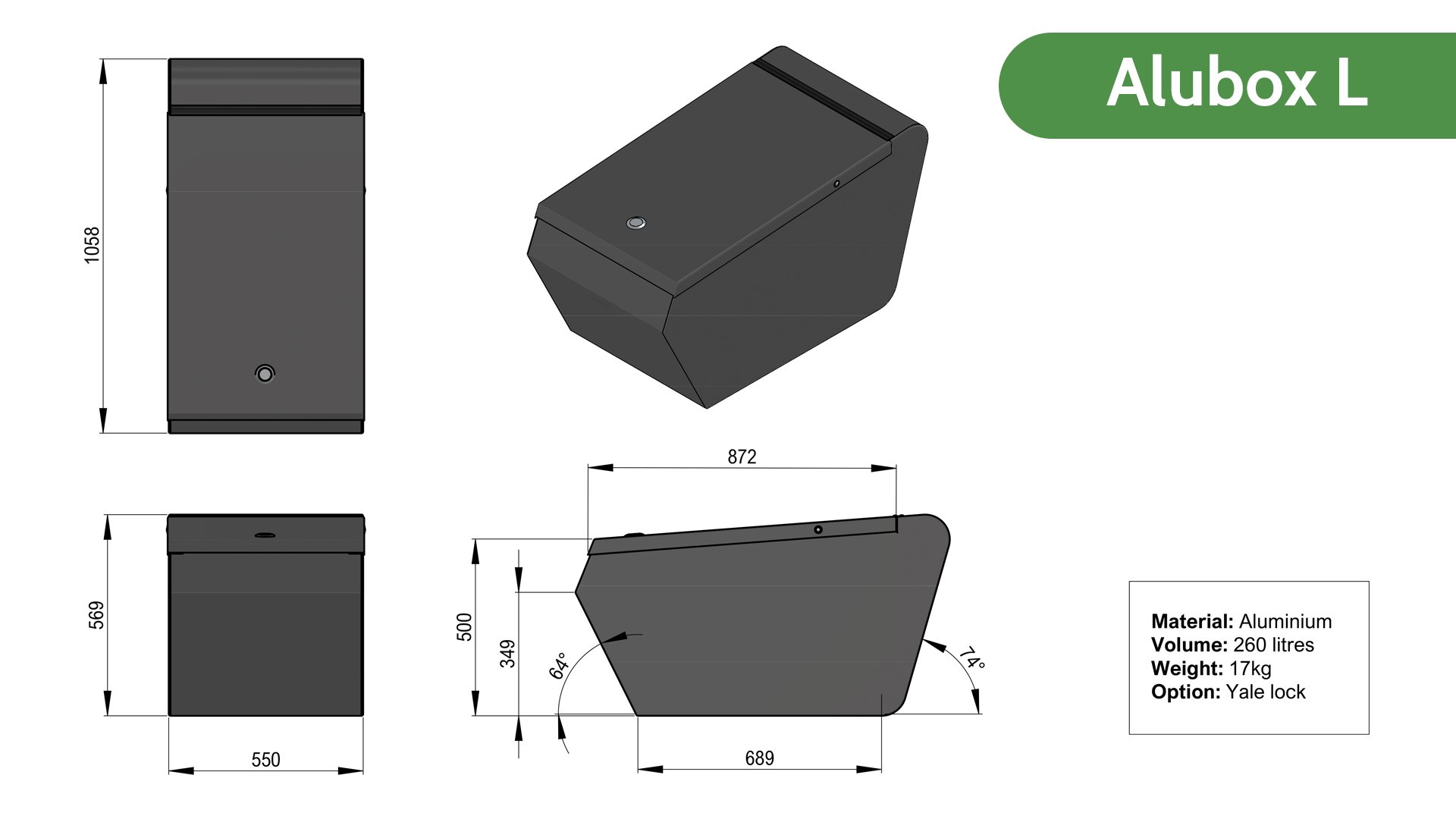 Specs et dimensions de la caisse AluBox