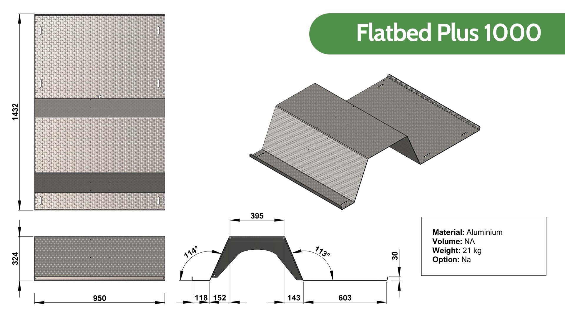 Dimensions de l'aménagement Flatbed Plus