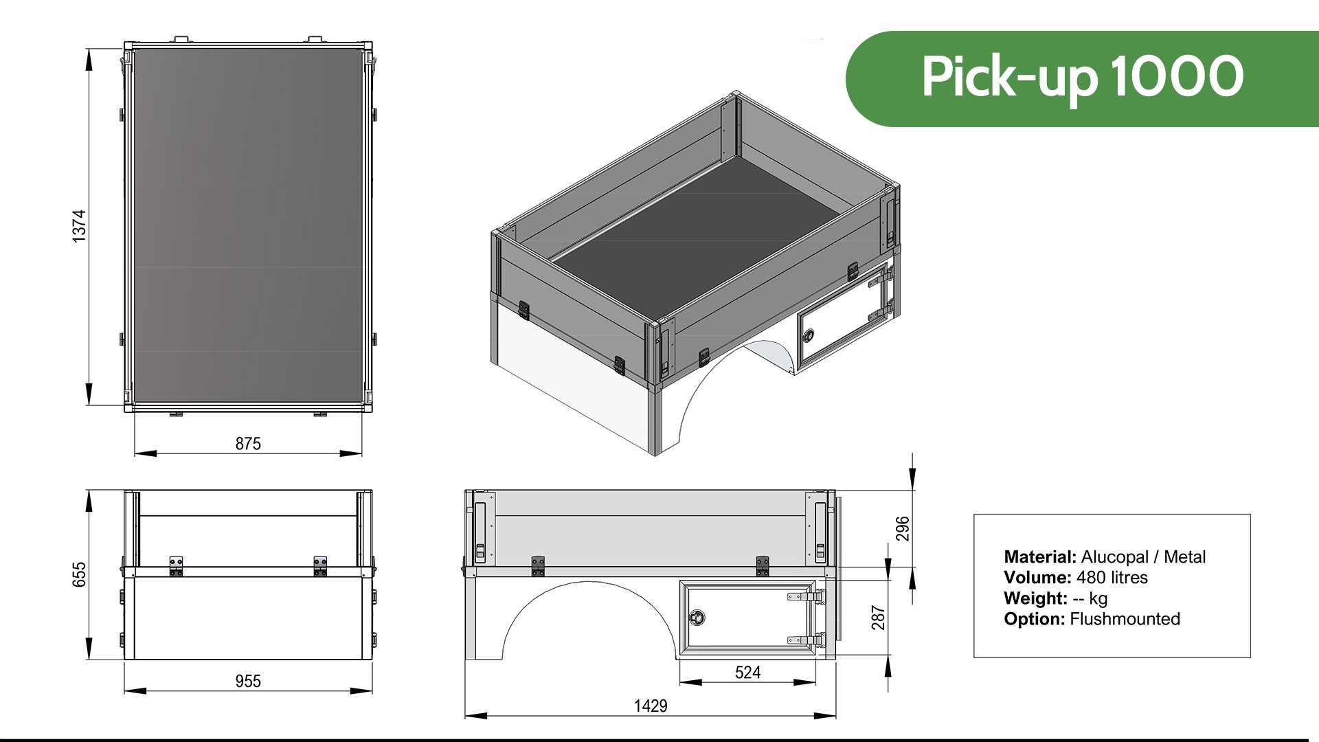 Dimensions de l'aménagement Pick-up