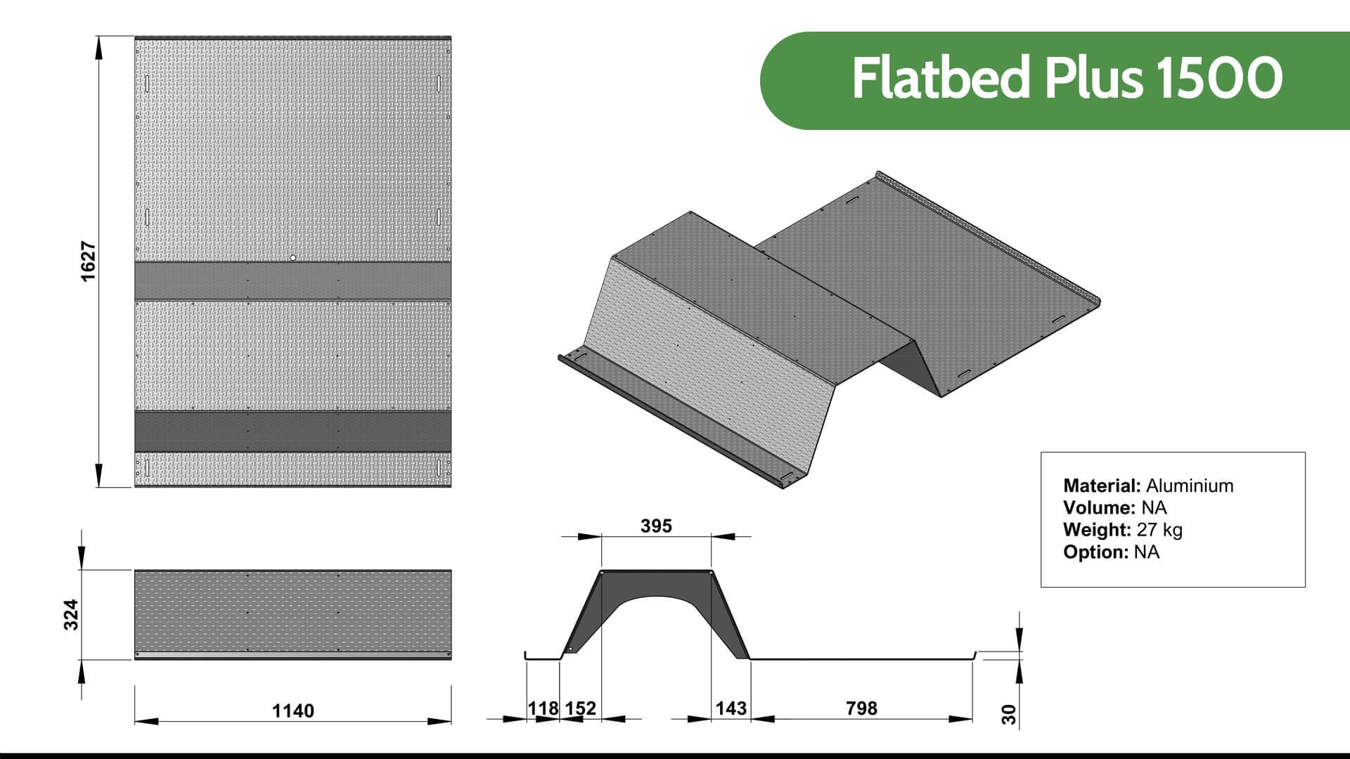 Dimensions de l'aménagement Flatbed Plus