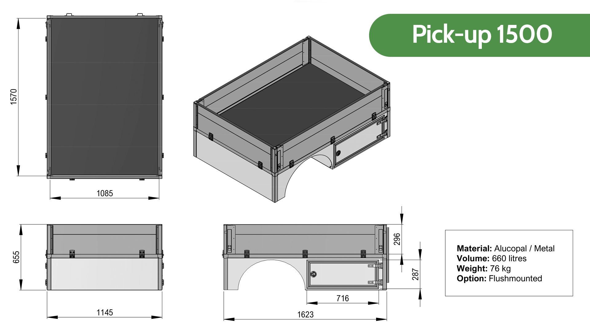 Dimensions de l'aménagement Pick-up