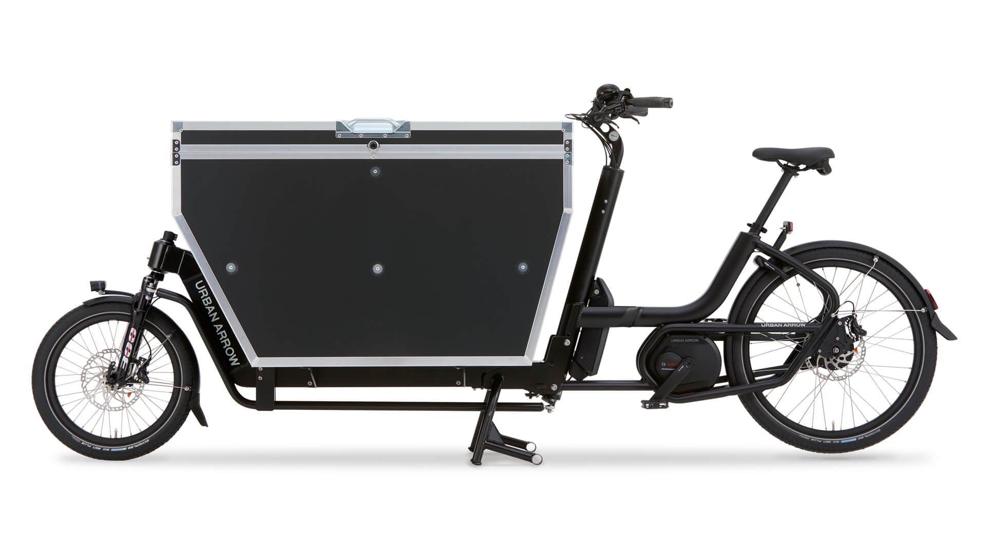 Urban Arrow Cargo XL avec cadre noir et Flightcase 