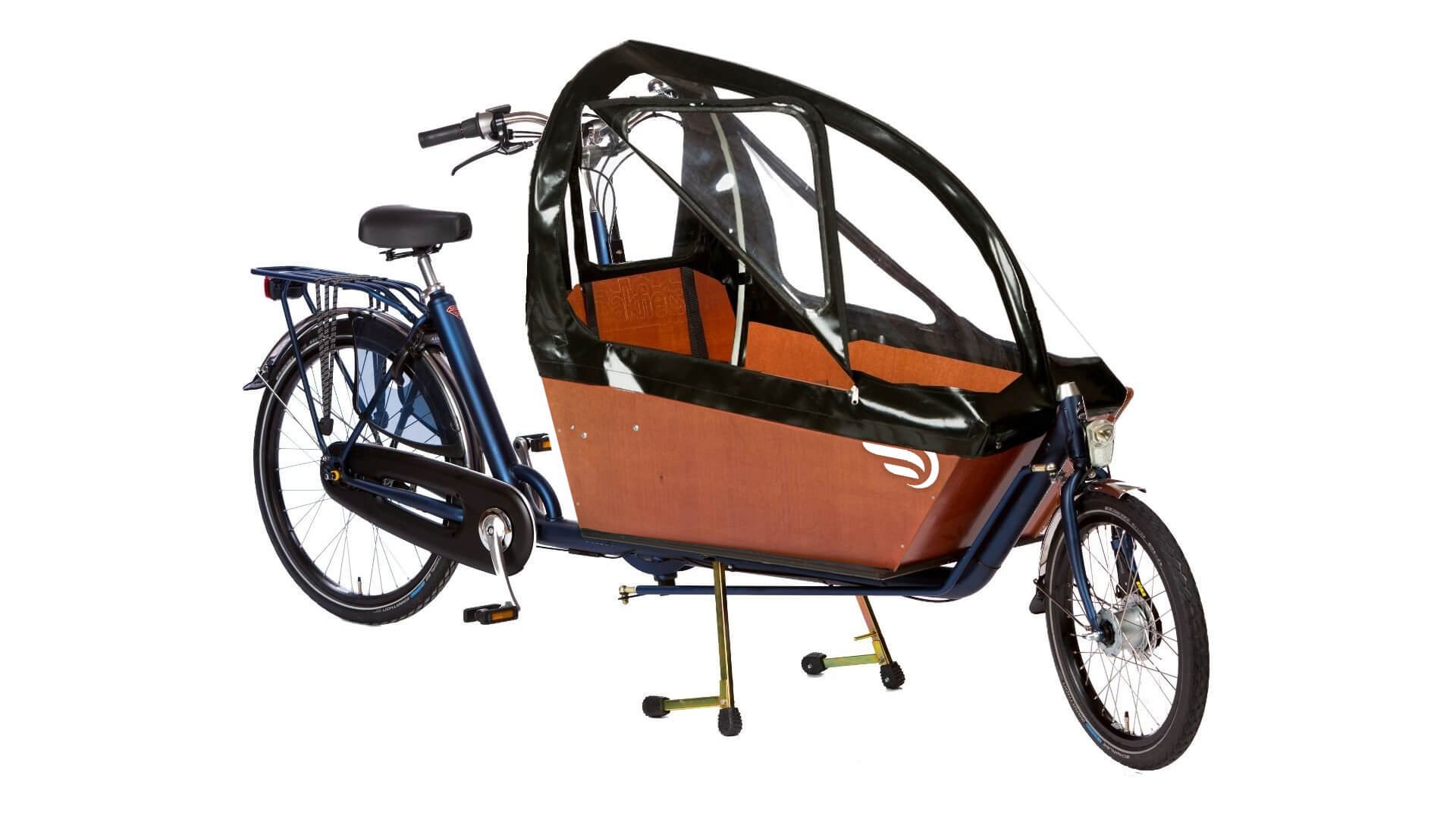 Biporteur Bakfiets Classic avec protection pluie noire