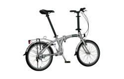 Le vélo pliant Compact High argent vu de derrière