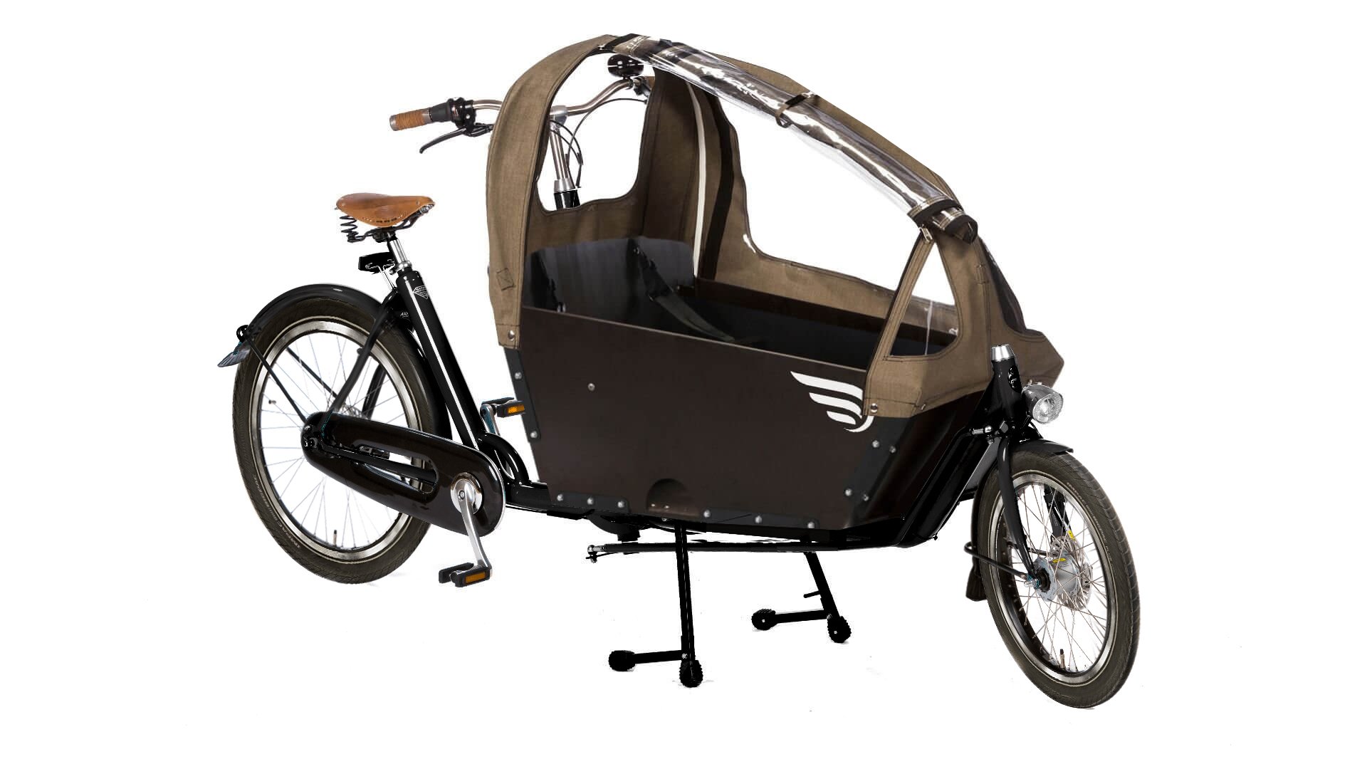 Biporteur avec selle Brooks et protection pluie en tissu déperlant tweed