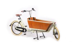 Le biporteur Bakfiets Confort avec un cadre couleur crème