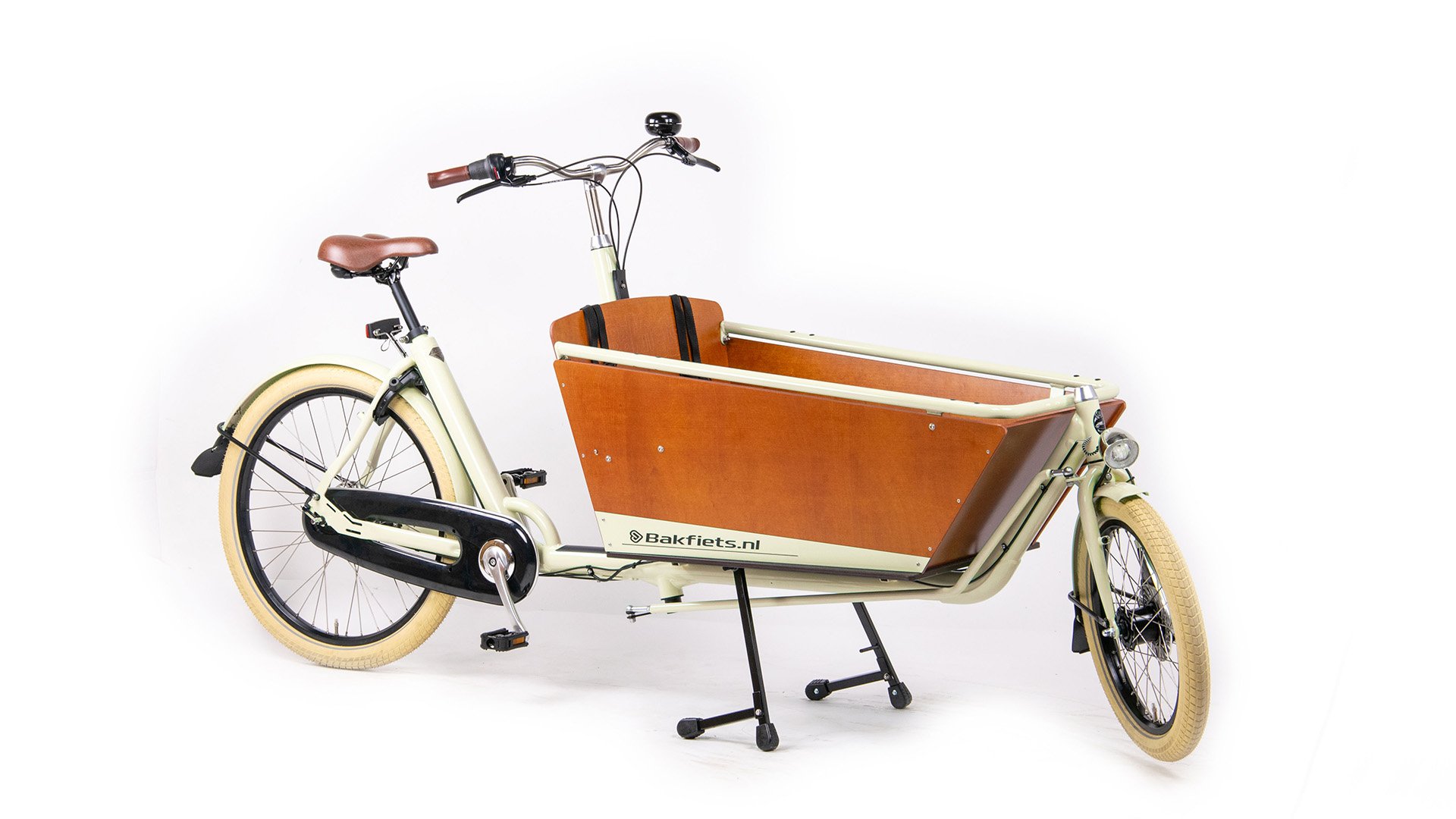 Le biporteur Bakfiets Confort avec un cadre couleur crème