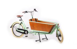 Le biporteur Bakfiets Confort avec un cadre couleur vert menthe