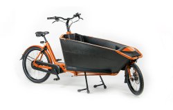 Le biporteur électrique Sheperd avec moteur pédalier Bafang cadre orange métallique mat