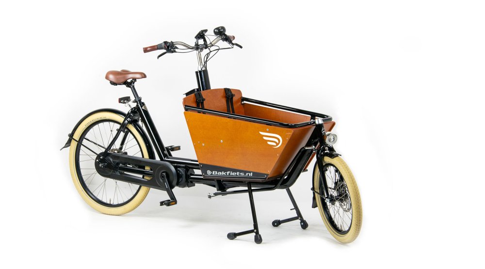 Biporteur électrique court Bakfiets Confort Steps couleur de cadre noir brillant