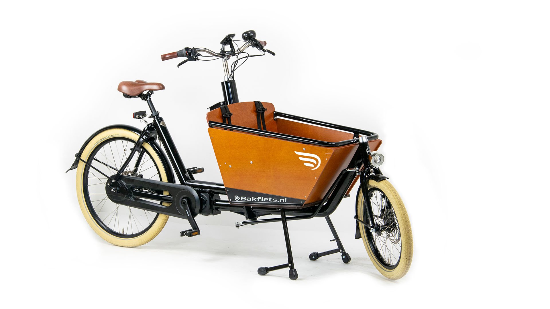 Biporteur électrique court Bakfiets Confort Steps couleur de cadre noir brillant