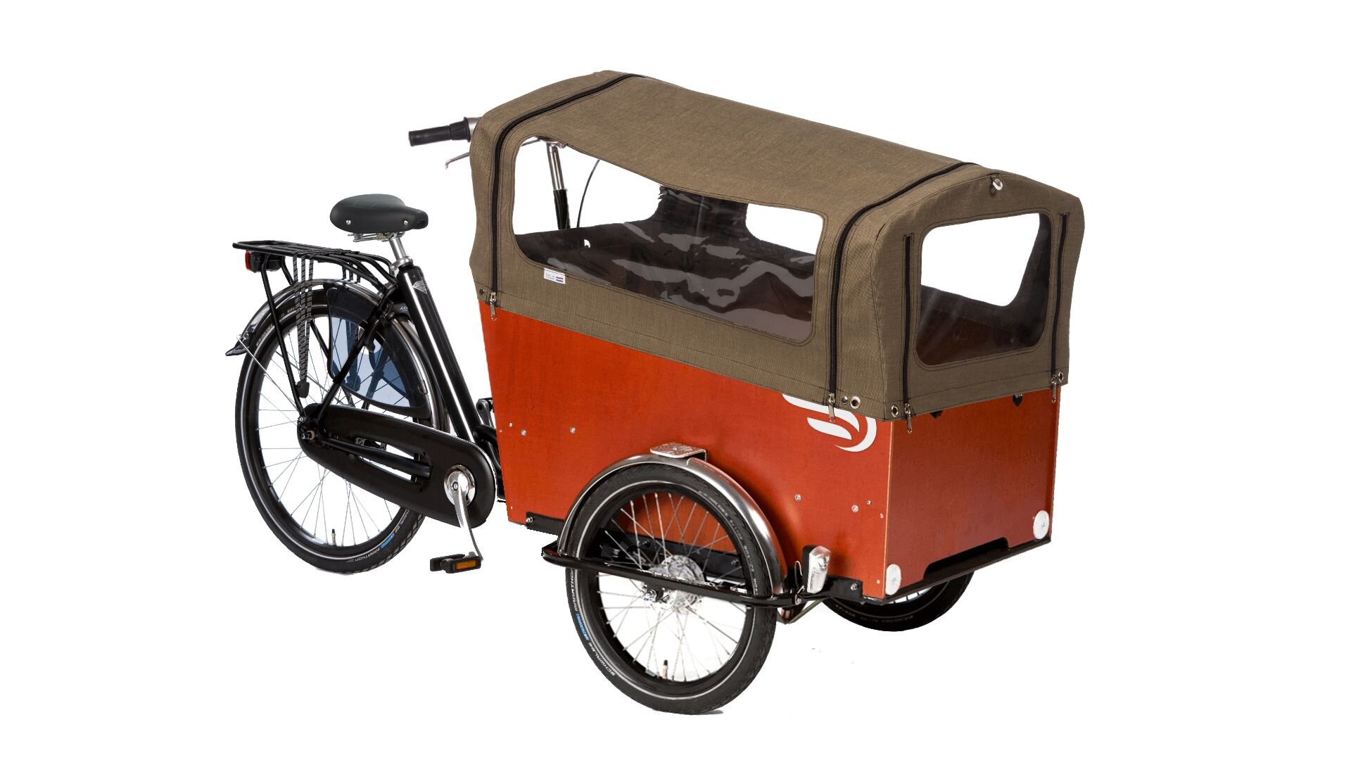 triporteur Bakfiets.nl Cargotrike avec protection pluie tweed