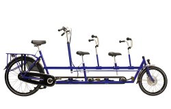 Tandem triplette avec deux enfants devant