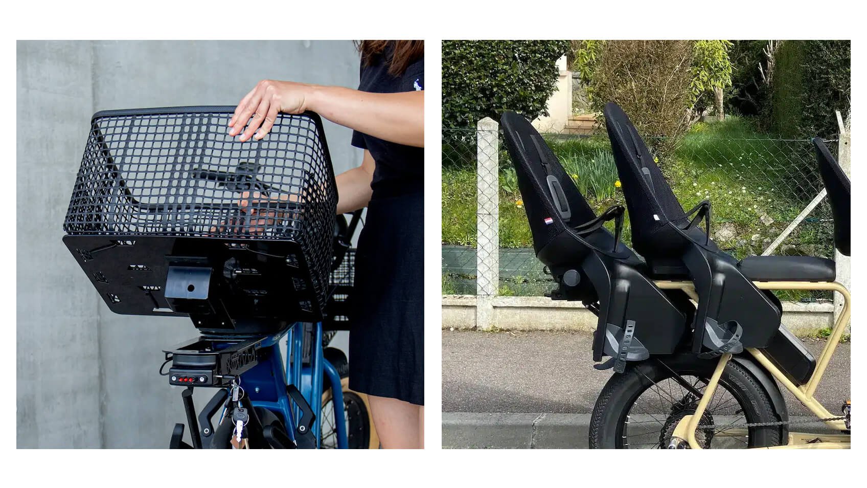 Extension avec panier et siège bébé fixé dessus