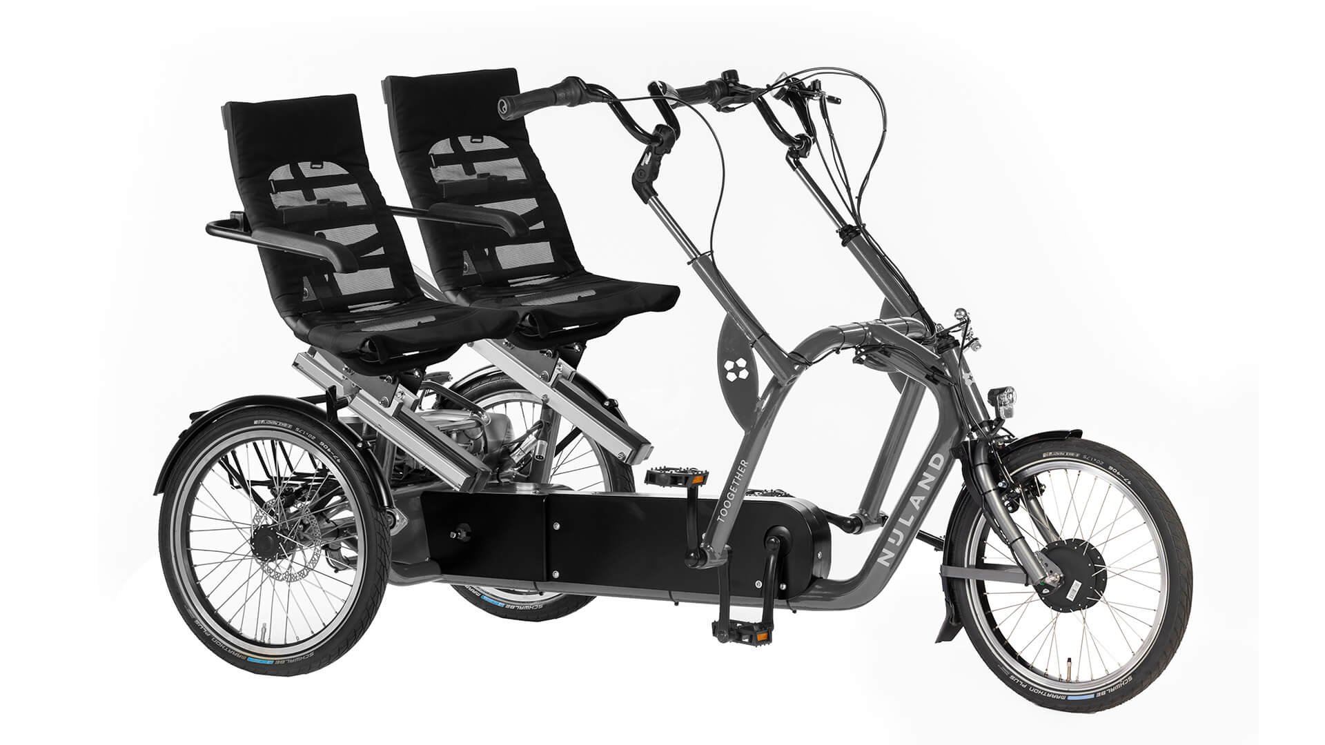 Couleur de cadre Gris Titan sur ce tandem tricycle cote à cote