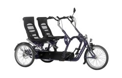 Couleur de cadre bleu nuit sur ce tandem tricycle cote à cote