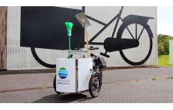 Un triporteur NIHOLA CARGO XL Propreté aux couleurs de Rouen Normandie Métropole