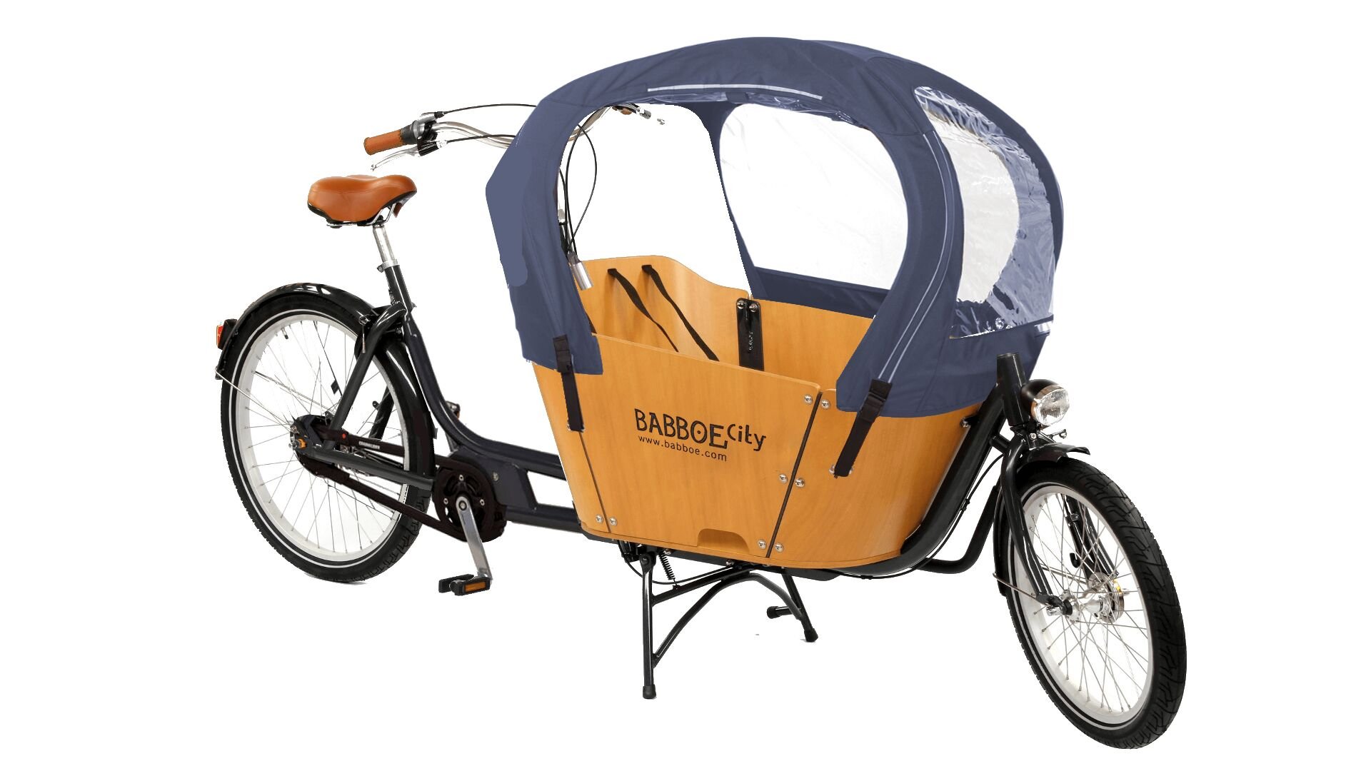 Biporteur Babboe City Mountain avec protection pluie