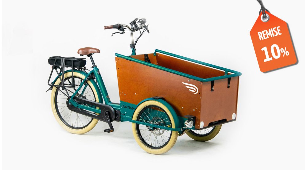 Remise de 10% sur ce modèle personnalisé du triporteur électrique Bakfiets