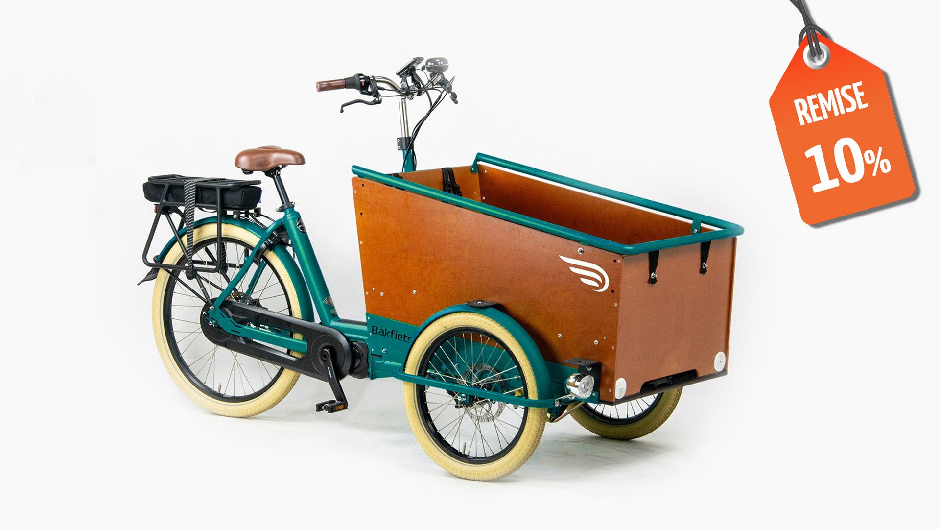 Remise de 10% sur ce modèle personnalisé du triporteur électrique Bakfiets