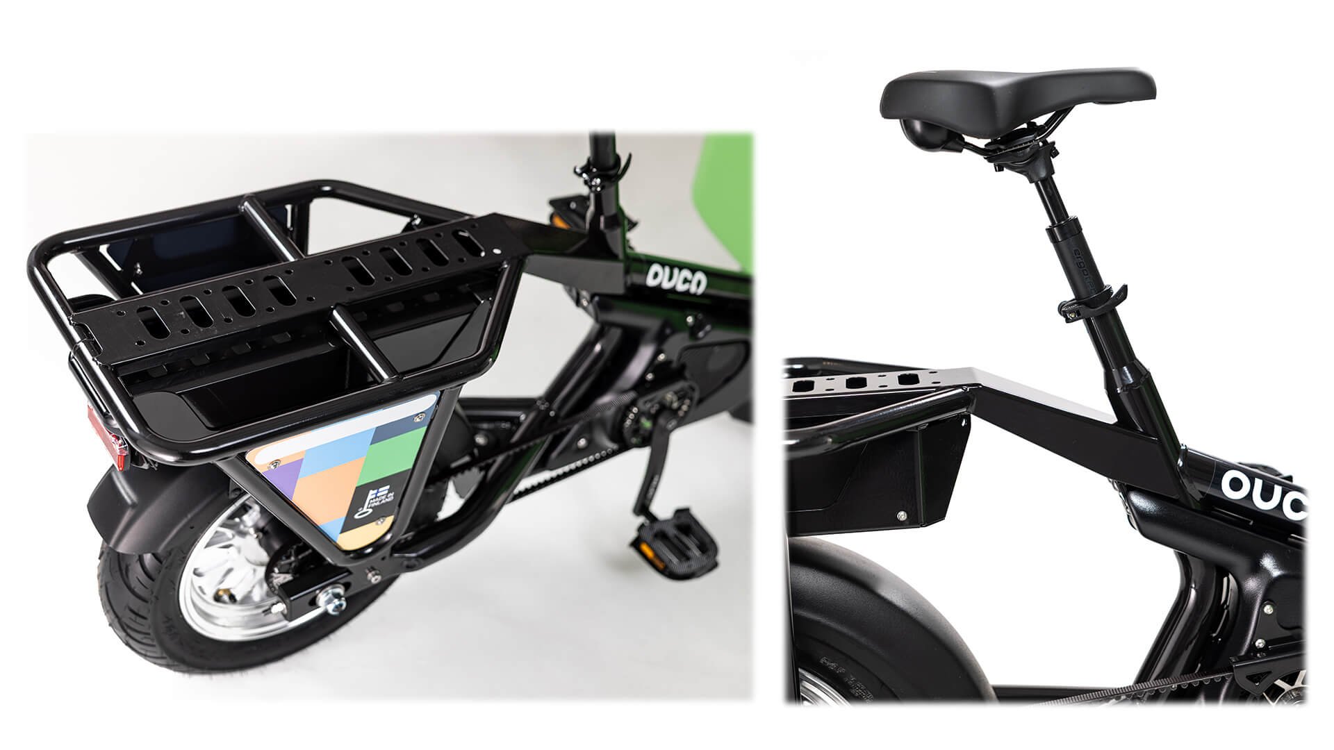 La selle San Remo Verona et le port-e-bagage arrière capable de supporter 75 kg