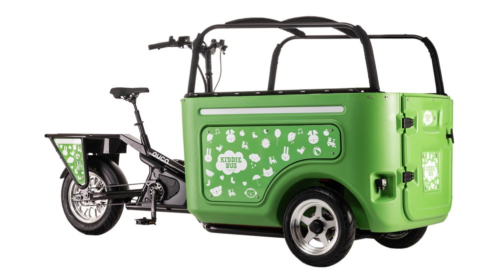 Kiddiebus de Ouca Bikes avec caisse couleur vert pomme