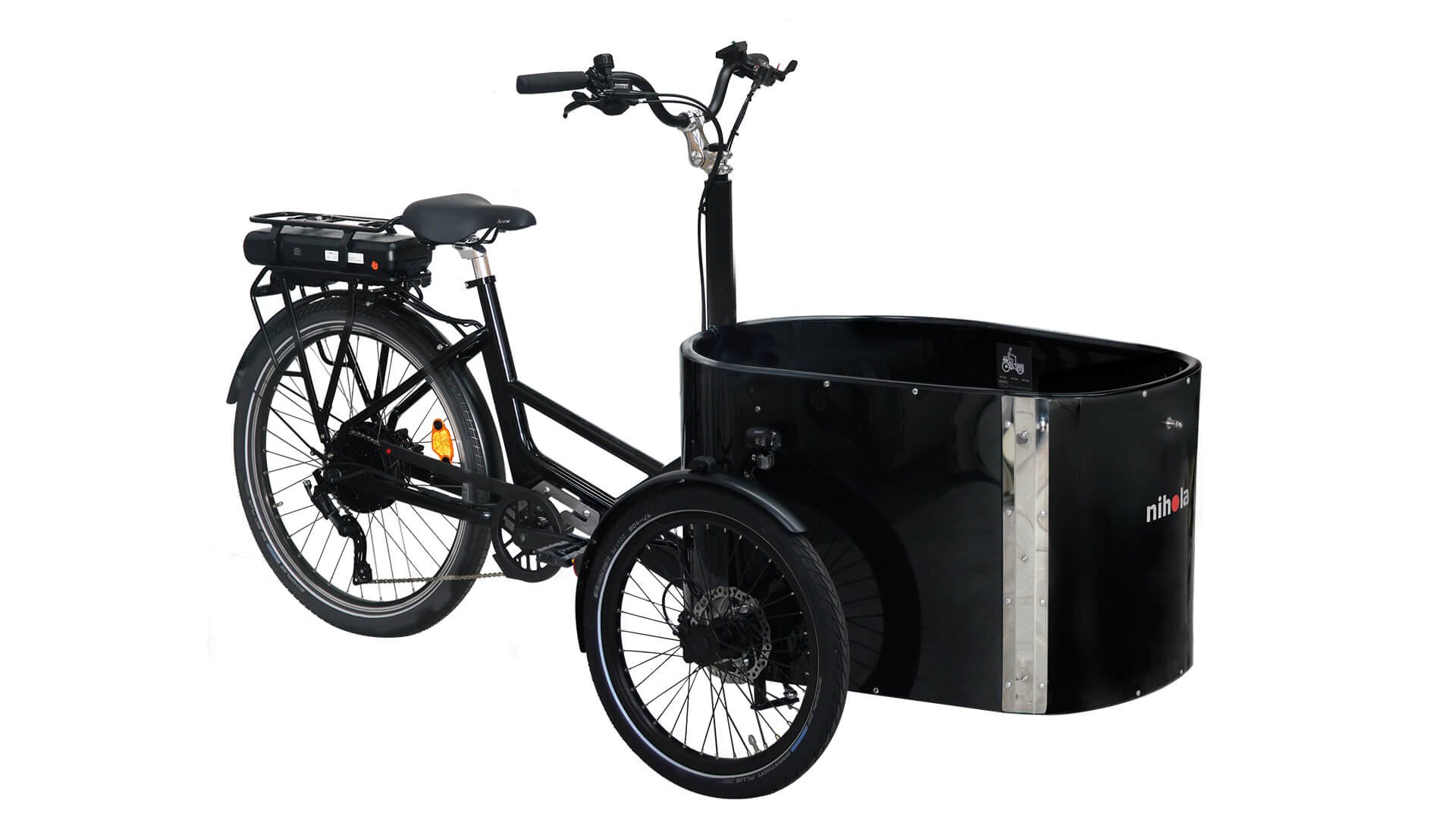Le triporteur électrique NIHOLA CARGO Single avec assistance roue arrière et nouveau cadre G2